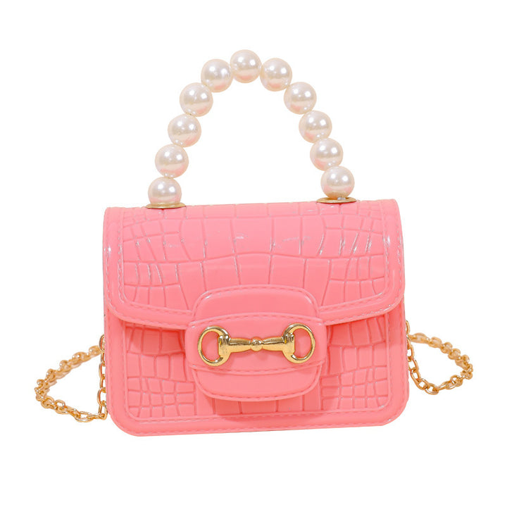 Damen elegante Handtasche mit Perlenhenkel und strukturiertem Design Karnz