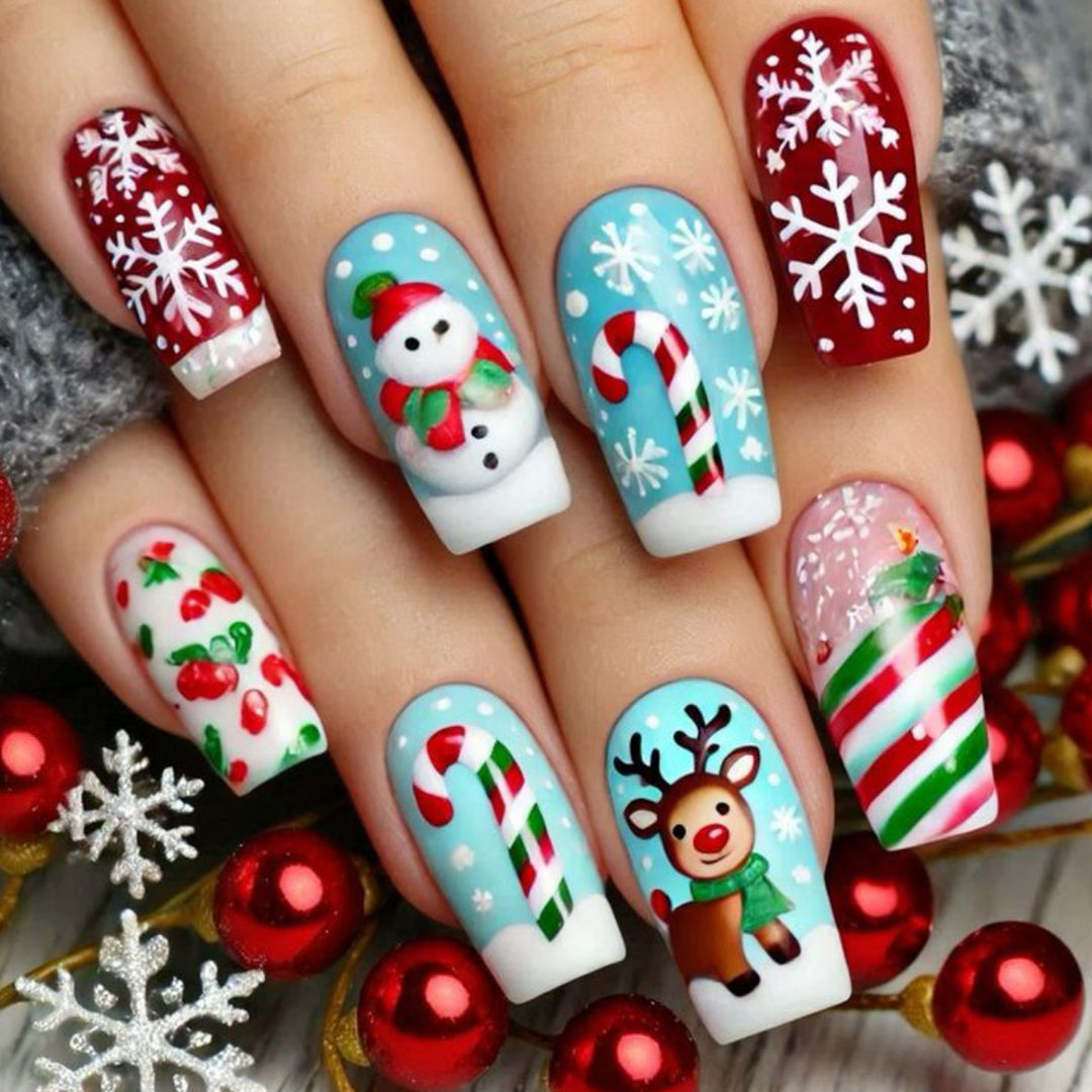 Künstlerische Weihnachts-Themen 3D Nagelkunstverlängerungen Karnz