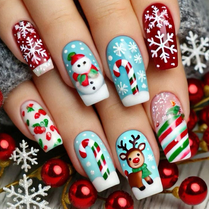 Künstlerische Weihnachts-Themen 3D Nagelkunstverlängerungen Karnz