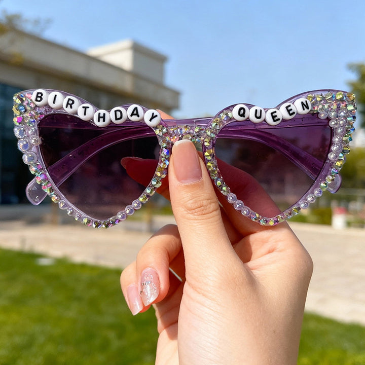 Rhinestone-besetzte Geburtstagsthema-Sonnenbrille Karnz