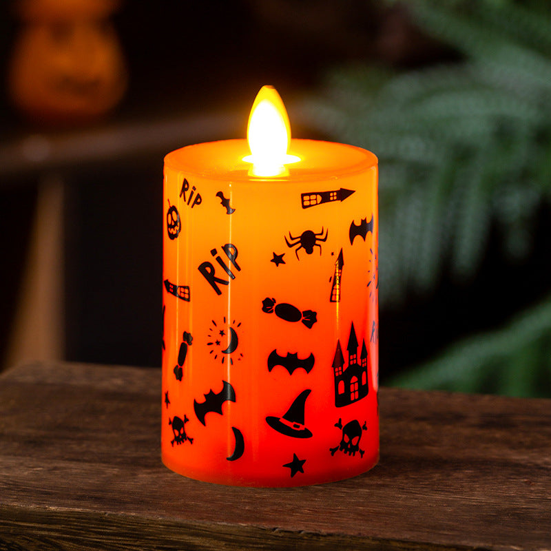 LED Dekorationskerze mit Halloween-Motiv