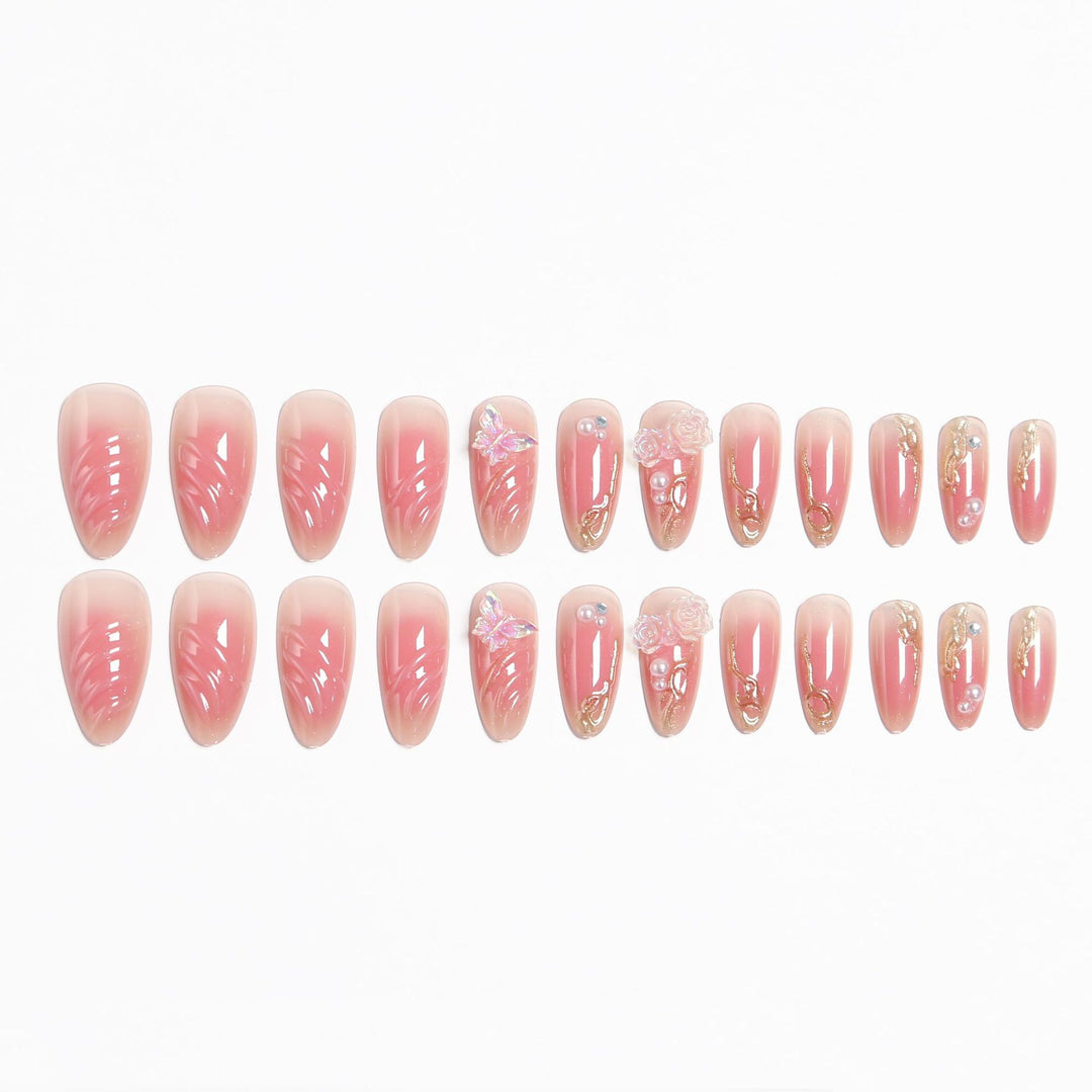 Kunstnagelset mit eleganten blühenden 3D-Verzierungen Karnz 1788236934