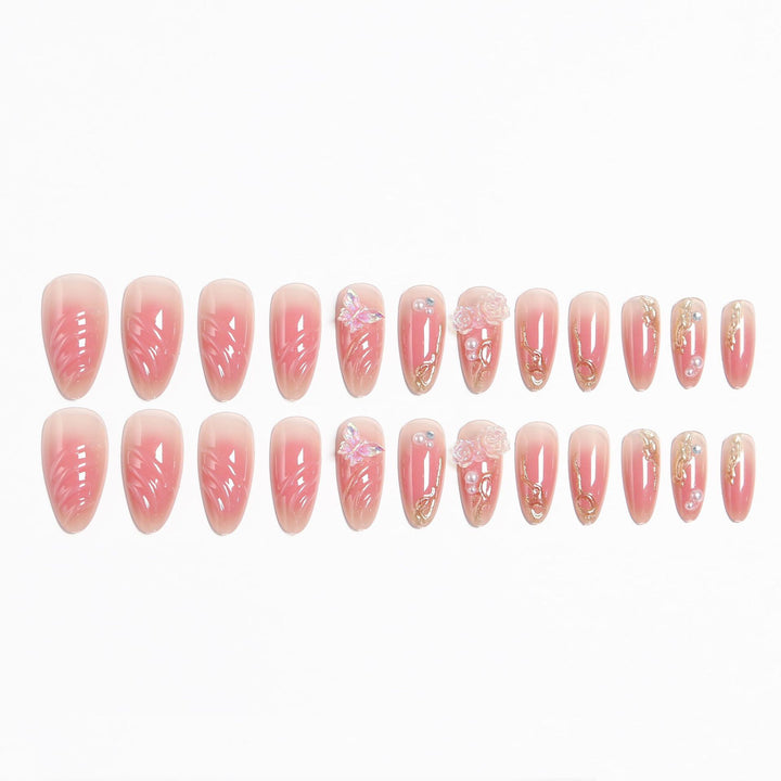 Kunstnagelset mit eleganten blühenden 3D-Verzierungen Karnz 1788236934