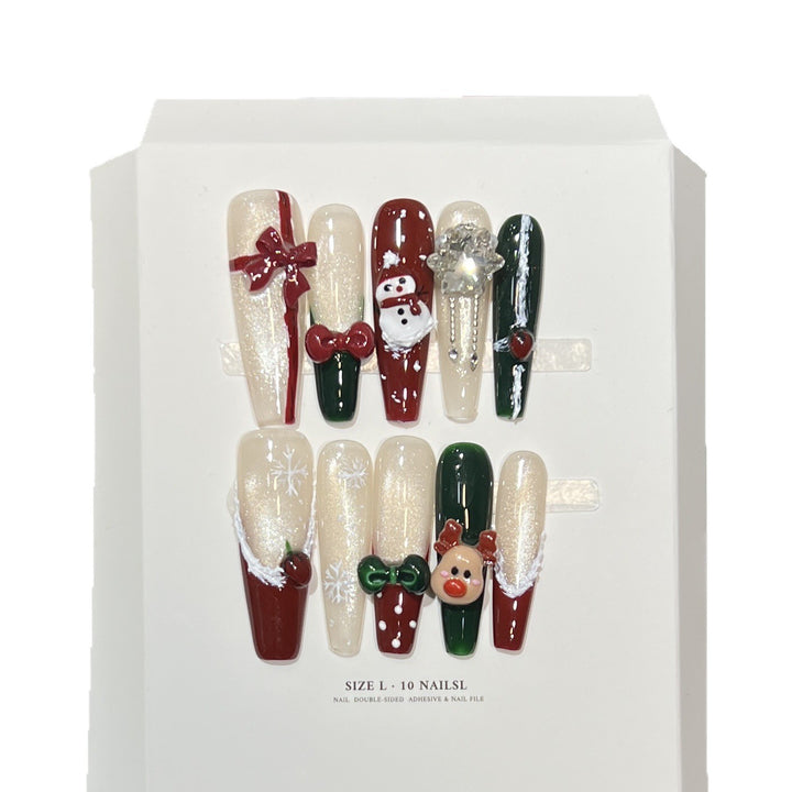 Festliches Nagelkunst-Set zum Aufkleben mit charmanten Feiertagsdesigns Karnz