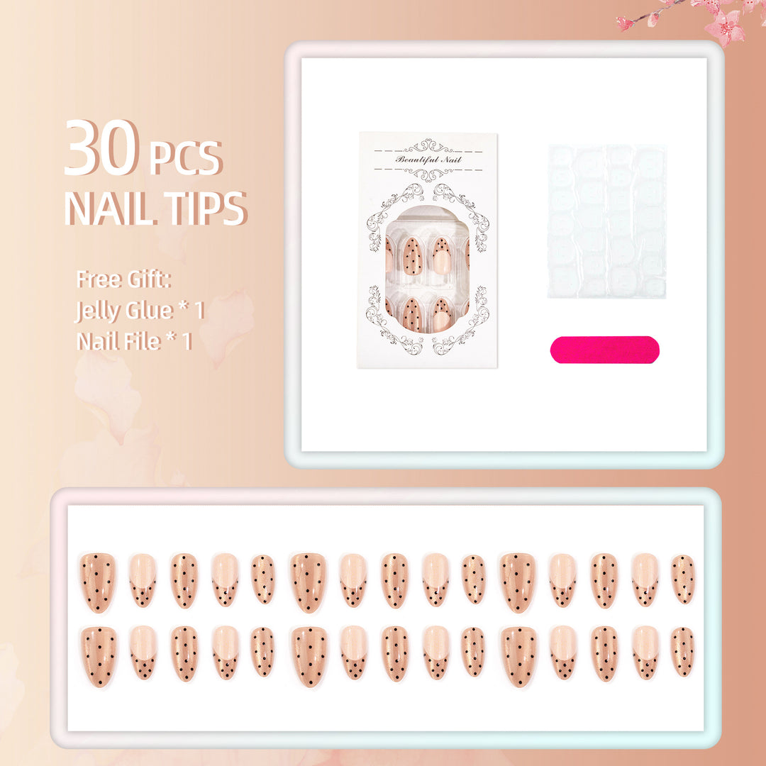 Kreatives Press-On-Nagelset mit Glitter- und Punktdesign