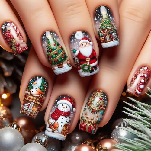 Festliche Kunstnägel mit Weihnachtsmotiven Karnz