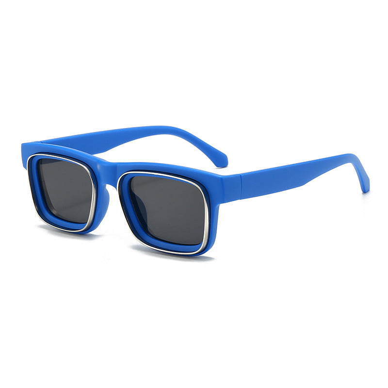 Damen modische quadratische Sonnenbrille mit kontrastierendem Rahmen Karnz