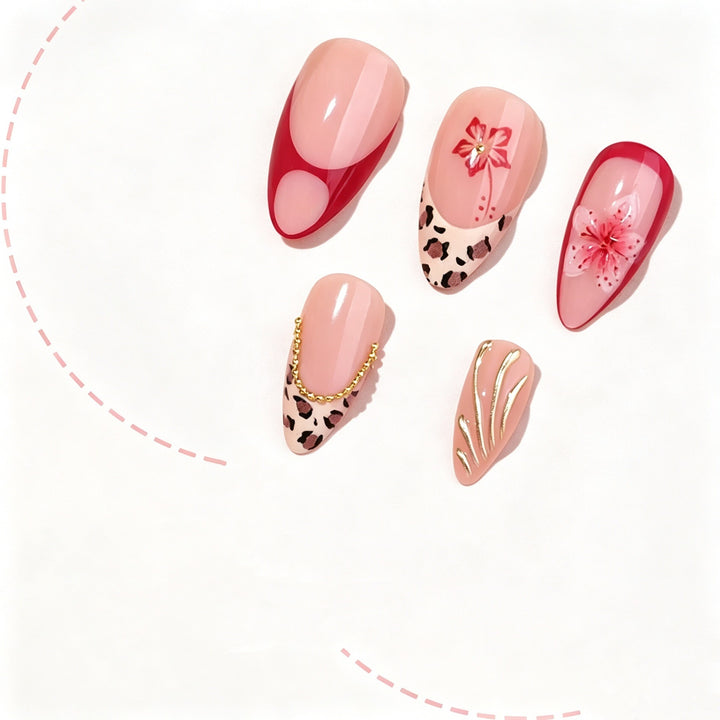 Florales Design Acryl-Nagelset Karnz