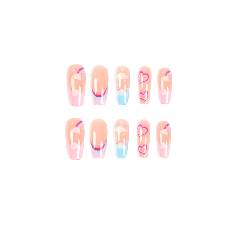 Künstliche Nagelkunst mit Regenbogen-Design Karnz