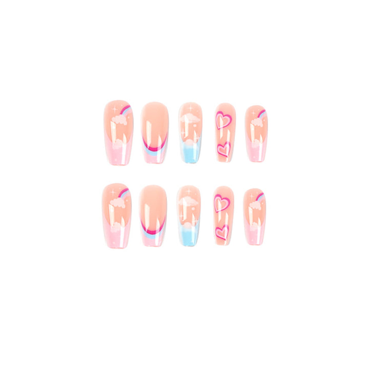 Künstliche Nagelkunst mit Regenbogen-Design Karnz