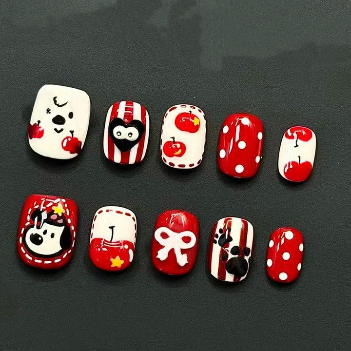 Künstlerisches katzenmotiviertes Press-On-Nagelkunstset Karnz