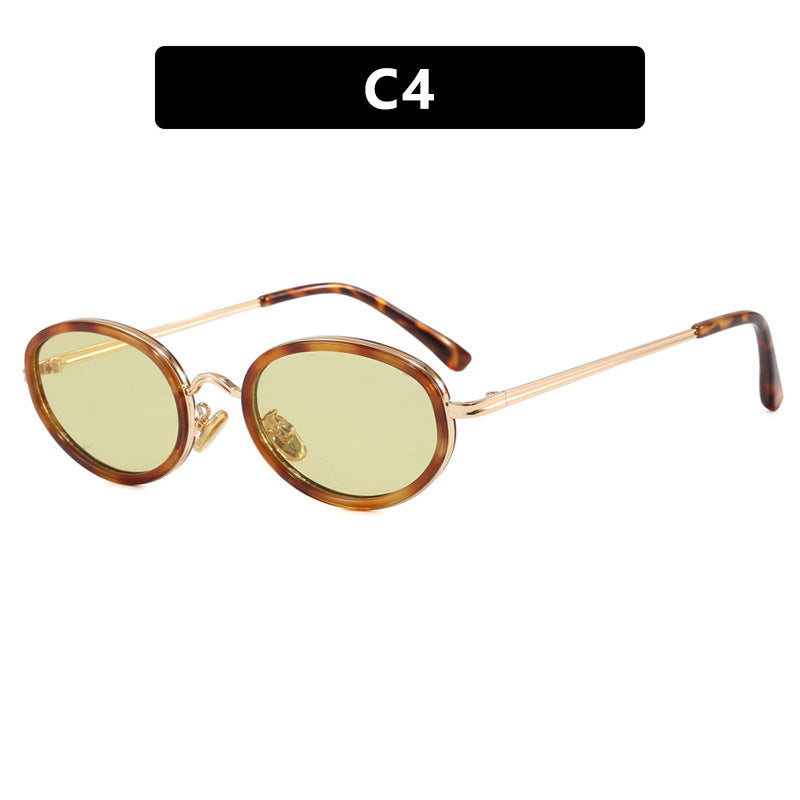 Damen elegante runde Sonnenbrille mit modischem Metallrahmen Karnz