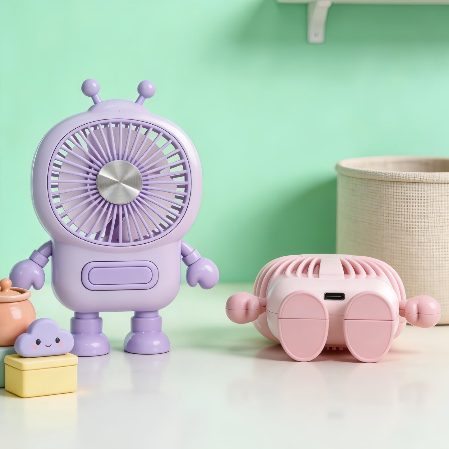 Damen Tragbarer Roboter-Ventilator mit USB-Ladefunktion und flexiblem Design Karnz