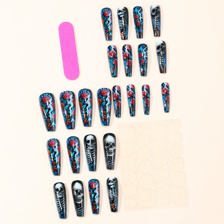 Gothic-Skelett-Themen-Acryl-Nagelkunst-Verlängerungen Karnz