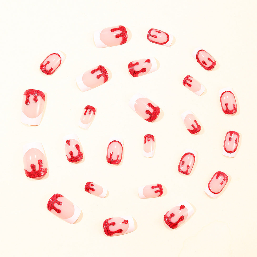 Künstlerische Blutstropfen Nagelkunst Verlängerungen Karnz