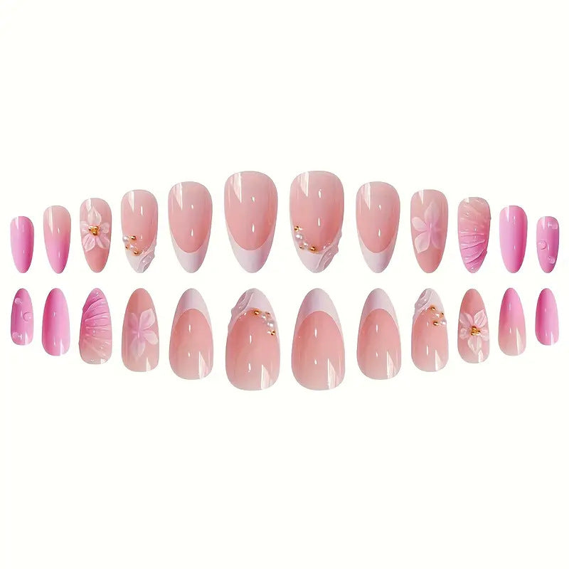 Künstlerisches Florales Design Press-On Nagelset Karnz