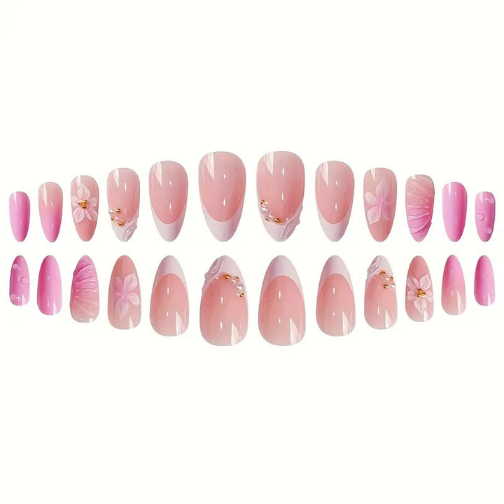 Künstlerisches Florales Design Press-On Nagelset Karnz
