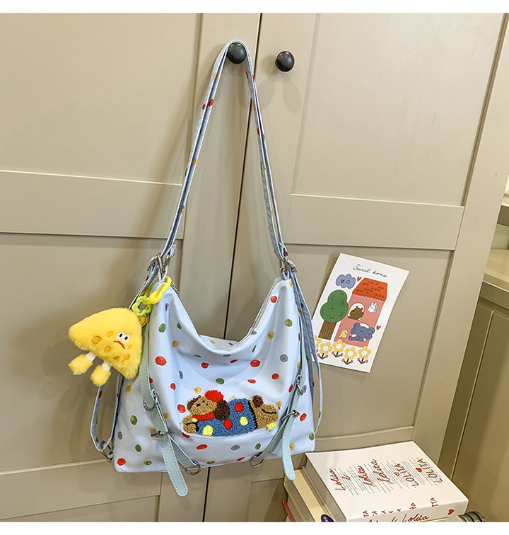 Verspielt gepunktete Plüsch Crossbody-Tasche Karnz