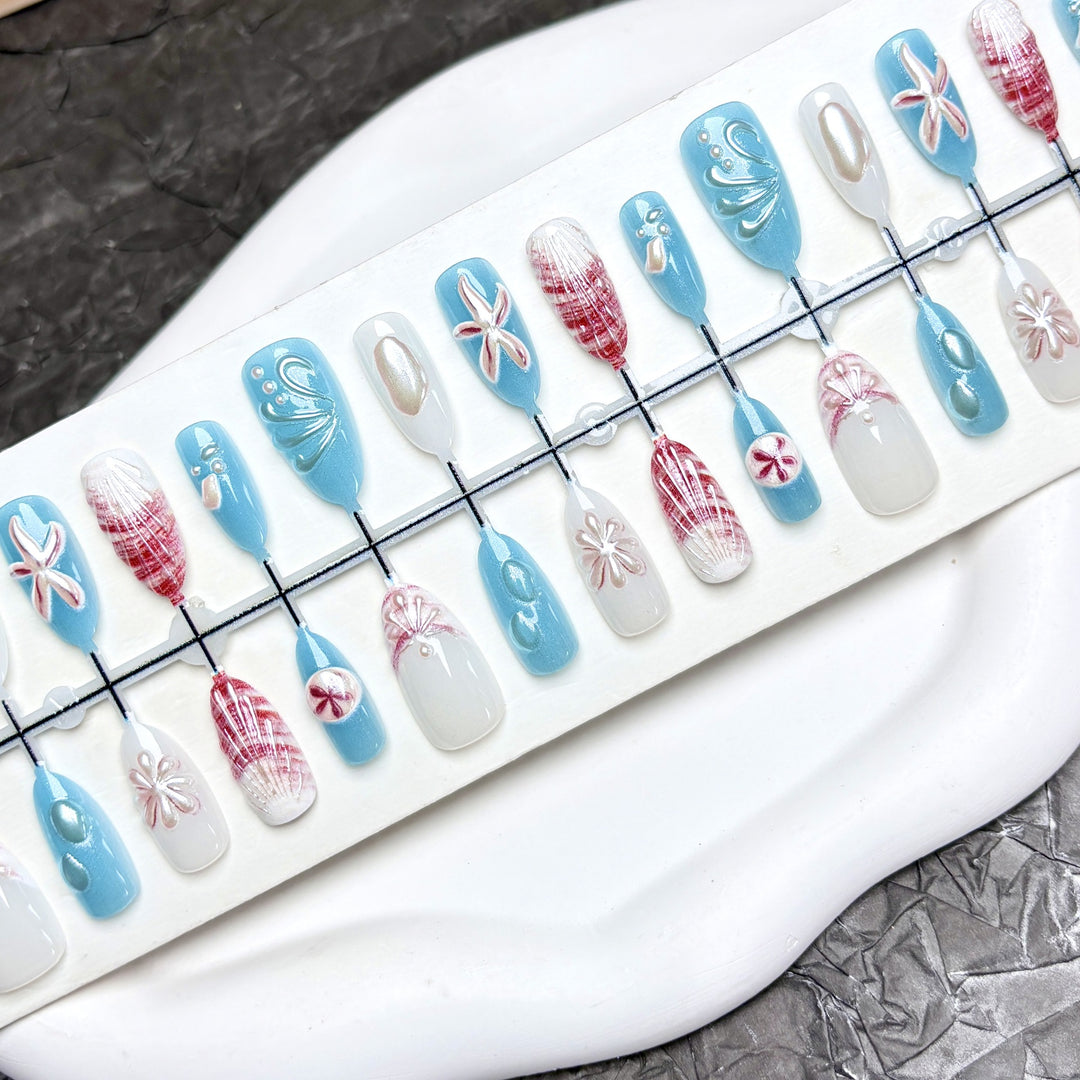 Küsten-Themen Press-On Nagelkunst Set