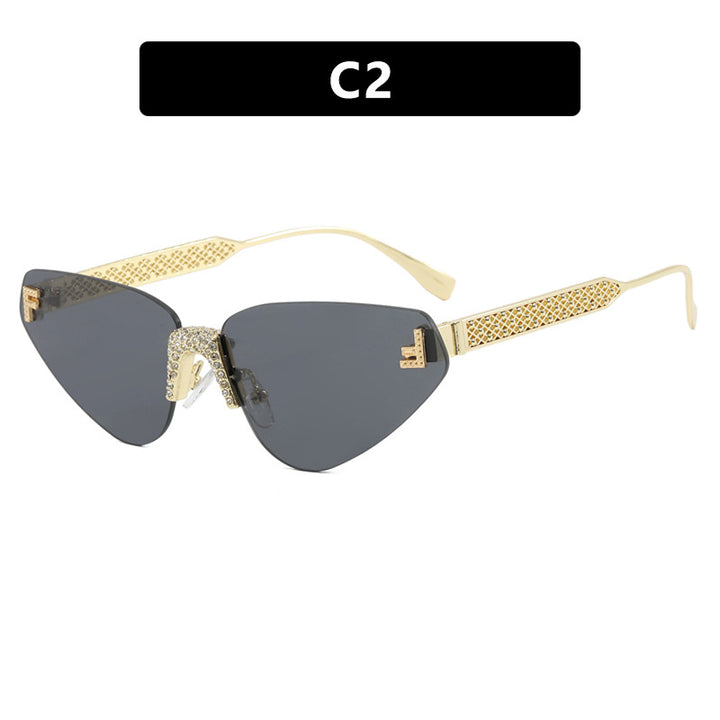 Damen Designer Katzenaugen-Sonnenbrille mit funkelndem Strass-Besatz Karnz