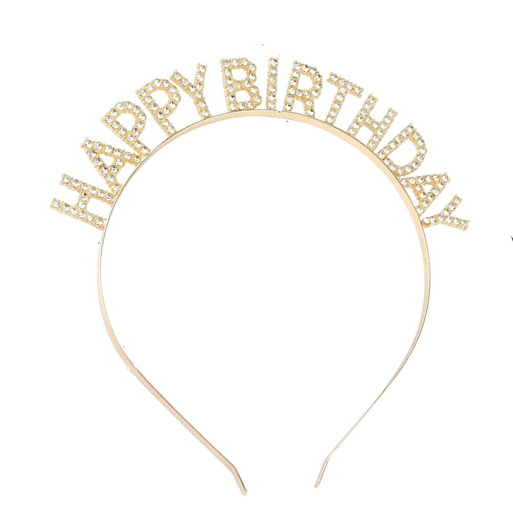 Damen Glitzernder Haarreif mit "Happy Birthday" Aufschrift Karnz