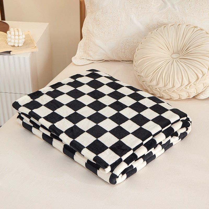 Kariertes Fleece-Wurfdecke