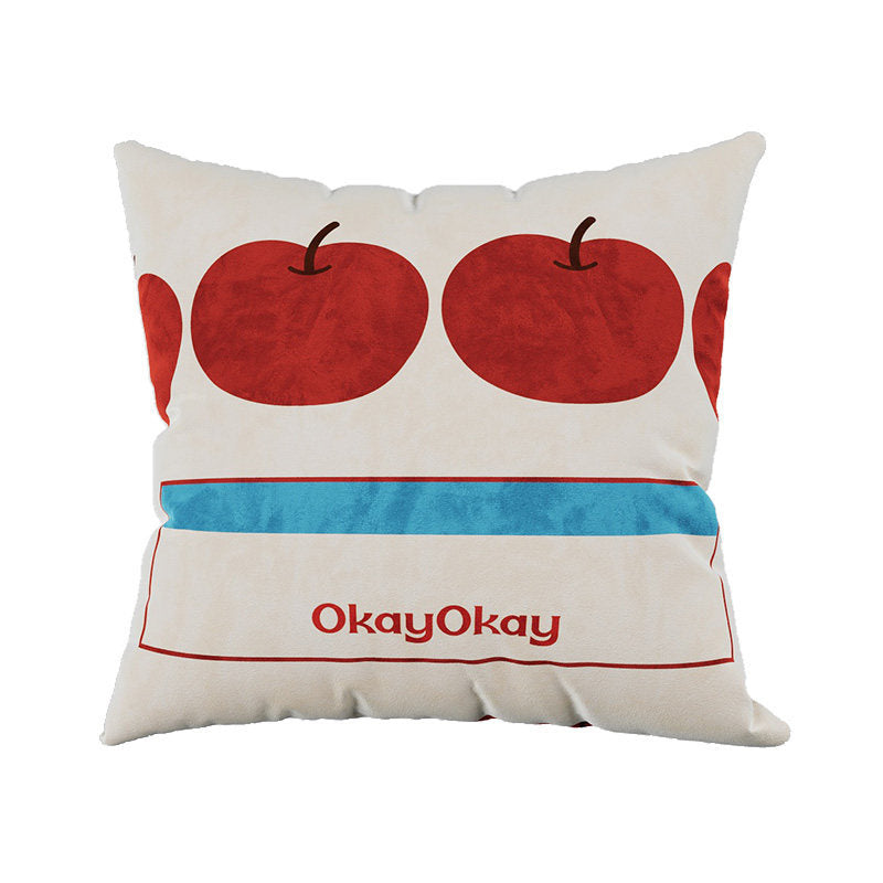 Decorative Plush Throw Pillow Cover with Retro Cherry Graphic