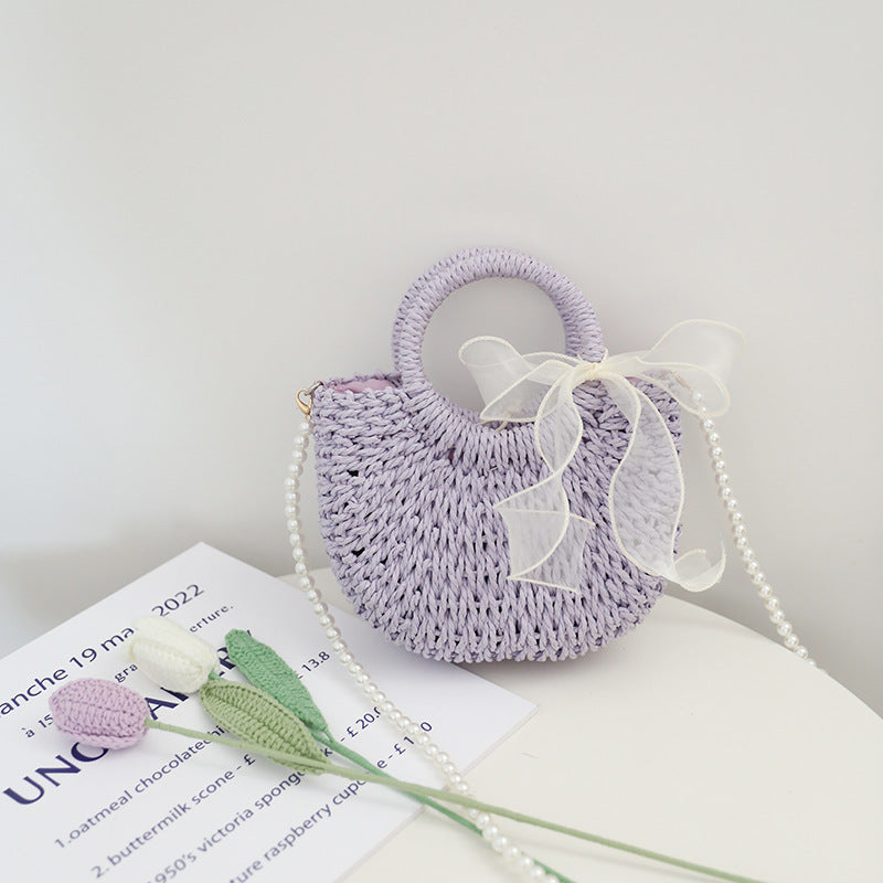 Damen Modische Korbtasche mit verspieltem Schleifenakzent Karnz