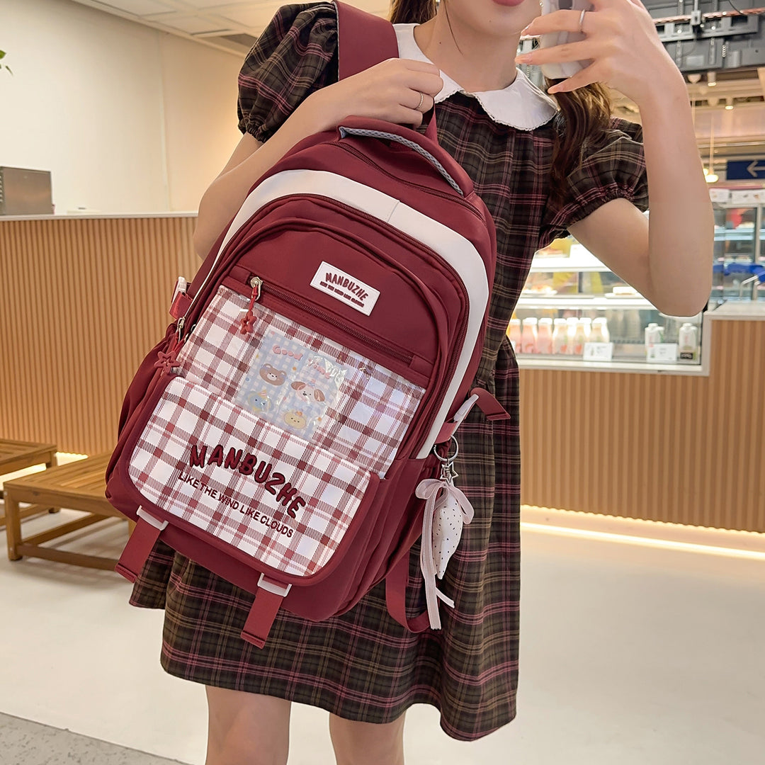 Trendiger geräumiger Rucksack mit transparenter Tasche Karnz