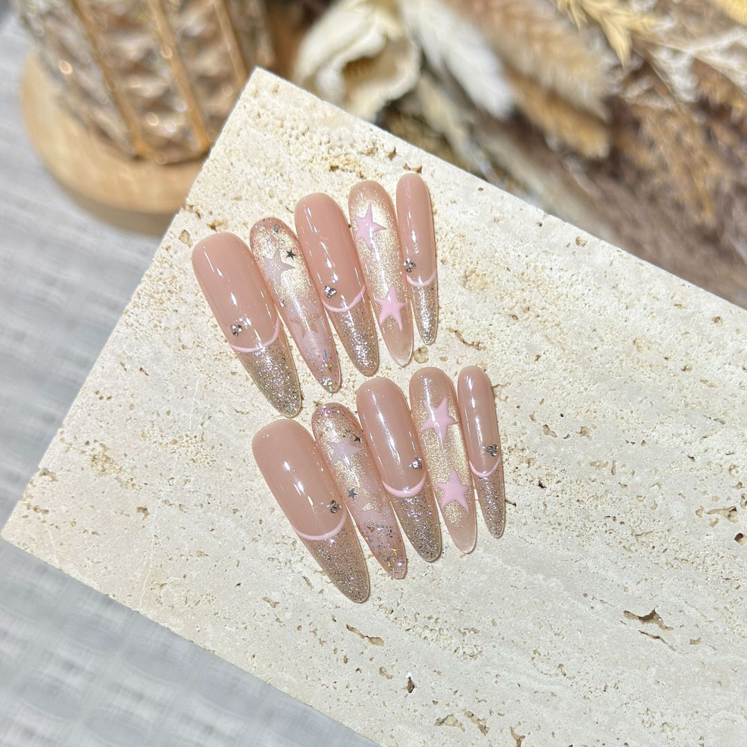Dekorative Glitzer Press-On Nagelspitzen
