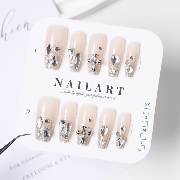 Dekoratives Edelstein Press-On Nagelset Karnz