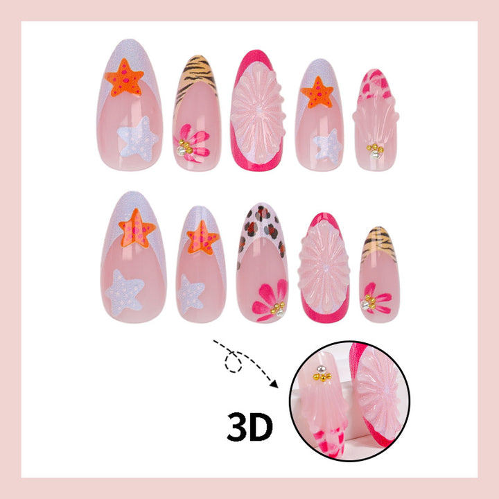 Kunstnagelset mit kreativen floralen und maritimen Designs Karnz