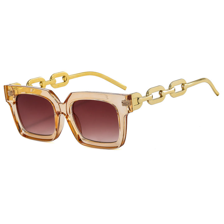 Damen modische quadratische Sonnenbrille mit luxuriösen Kettendetails Karnz