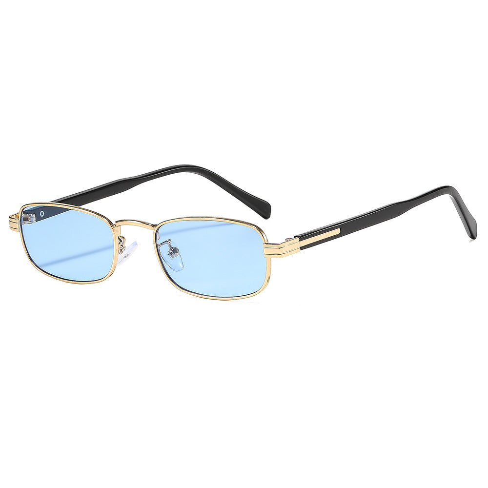 Damen modische Sonnenbrille mit stilvollem Metallrahmen und orangefarbenen Gläsern Karnz
