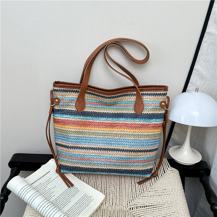 Gestreifte Woven Tote Bag