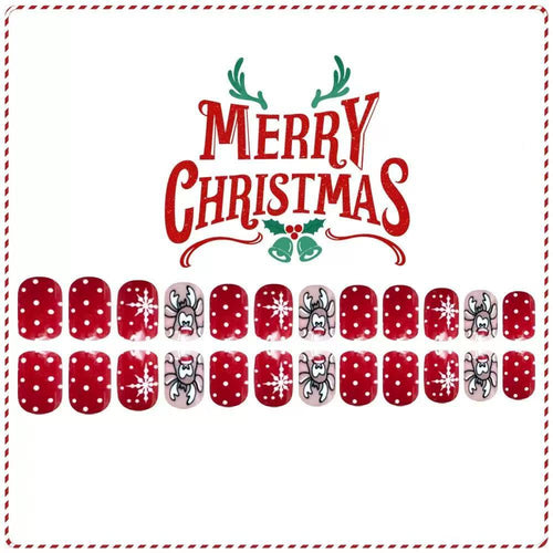 Weihnachts Kunstnagelset mit lebendigen Rentier- und Schneeflockenmotiven Karnz