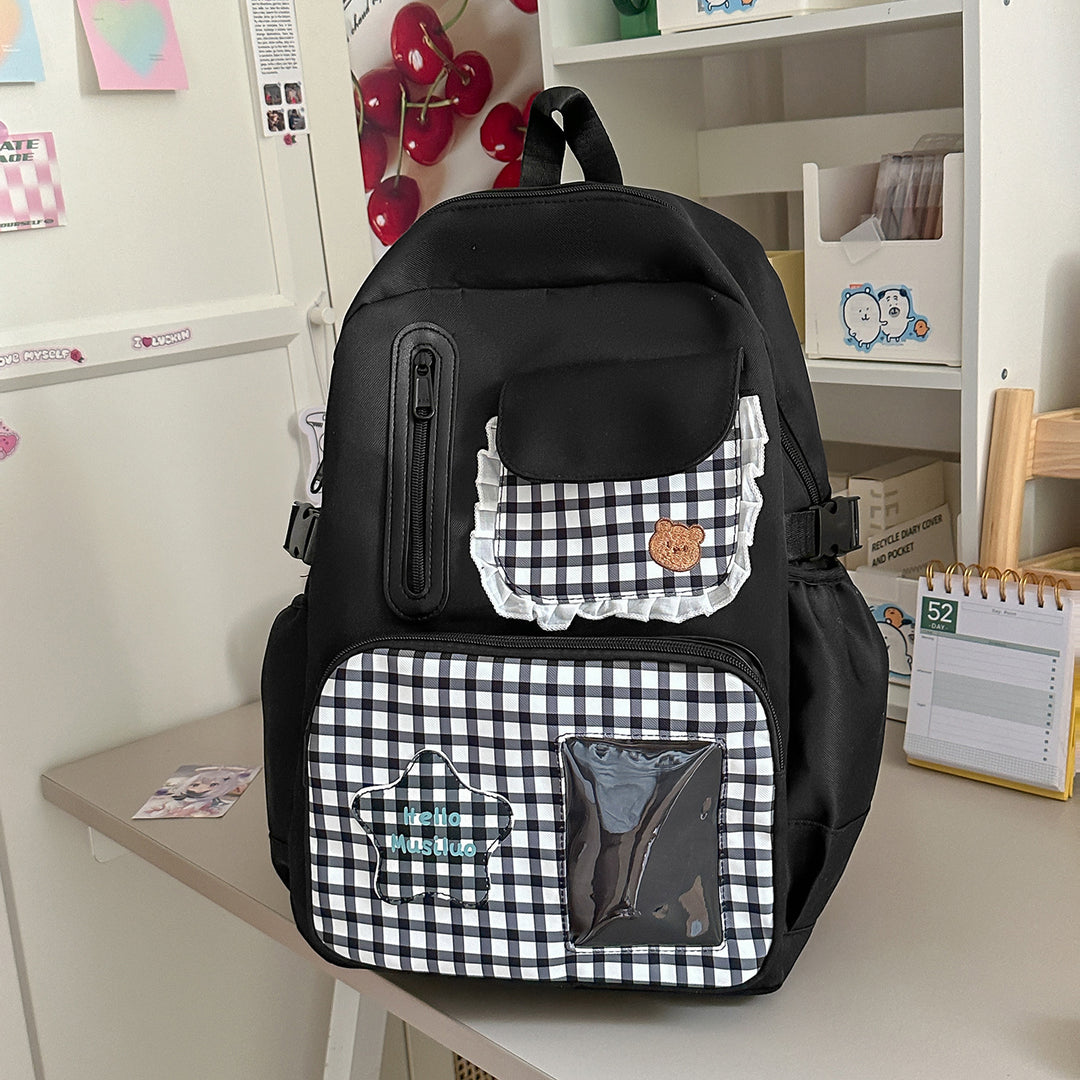 Stilvolles Gingham-Druck-Rucksack Karnz