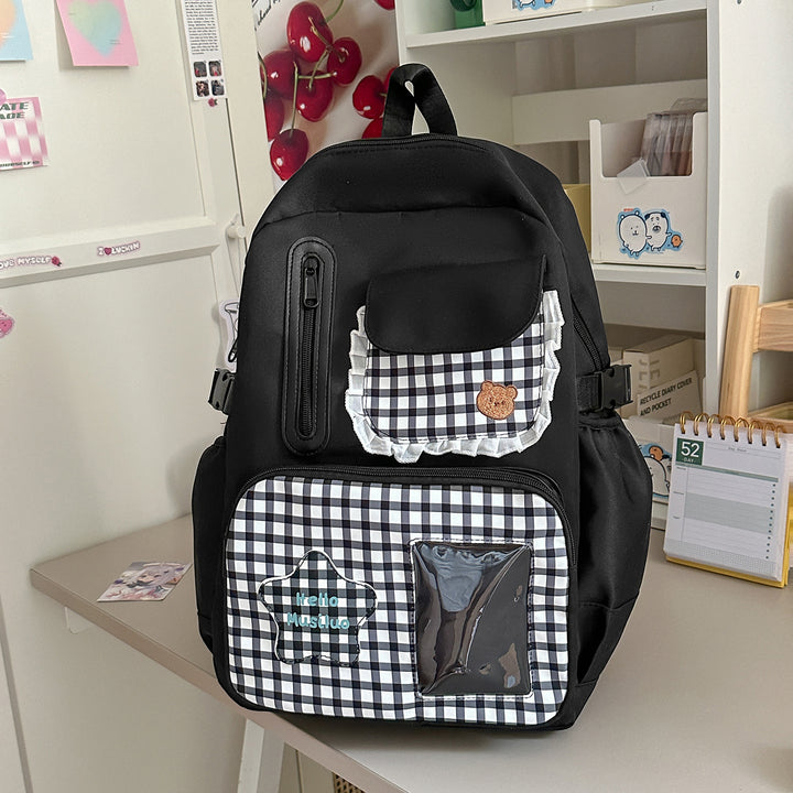 Stilvolles Gingham-Druck-Rucksack Karnz