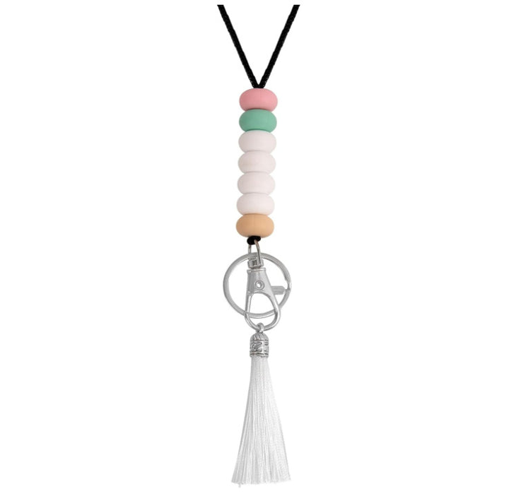 Bunter Perlen-Schlüsselanhänger Lanyard mit Quaste Karnz