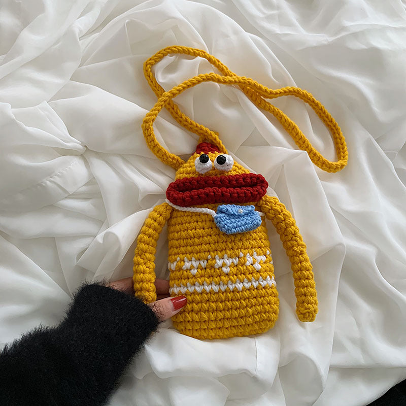 Fun Charakter Häkel Crossbody Bag