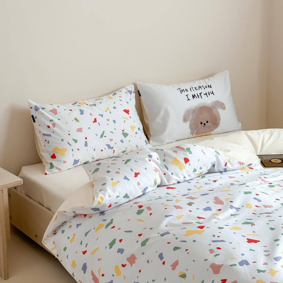 Mikrofaser-Bettwäsche-Set mit buntem Terrazzo-Muster, weich & pflegeleicht
