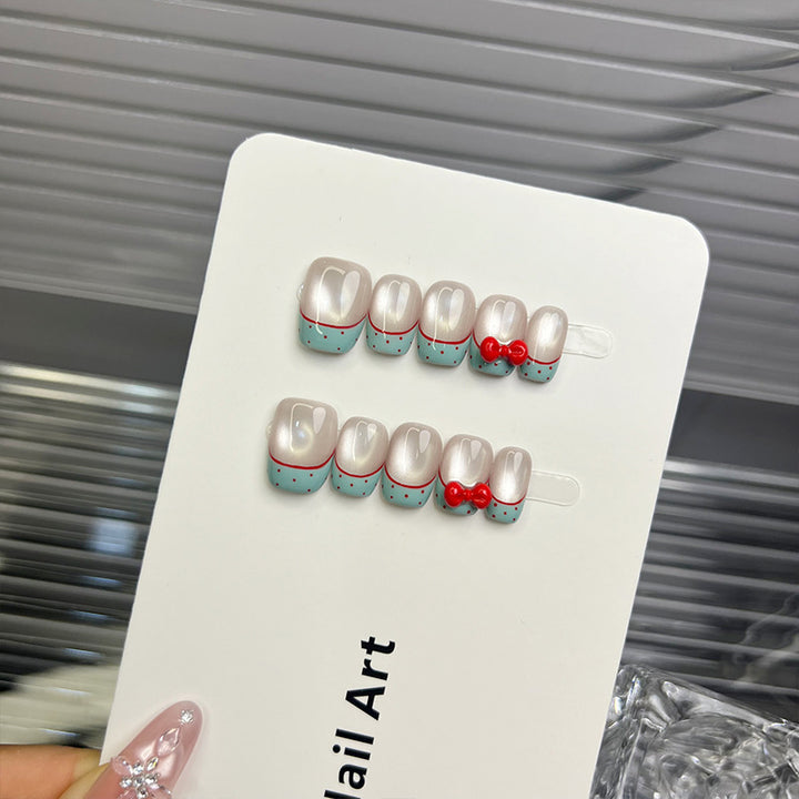 Stylisches Kirsch-Akzent Press-On Nagel Set