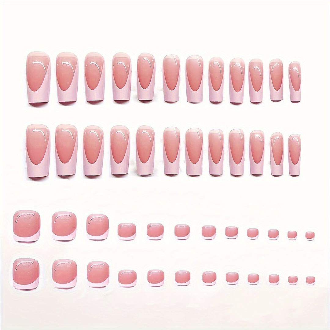 Künstlerisches French Tip Press-On Nail Set mit transparentem Design Karnz