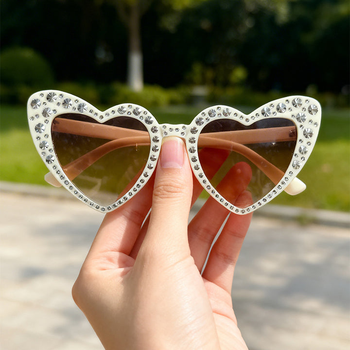 Rhinestone-besetzte Herzförmige Sonnenbrille Karnz