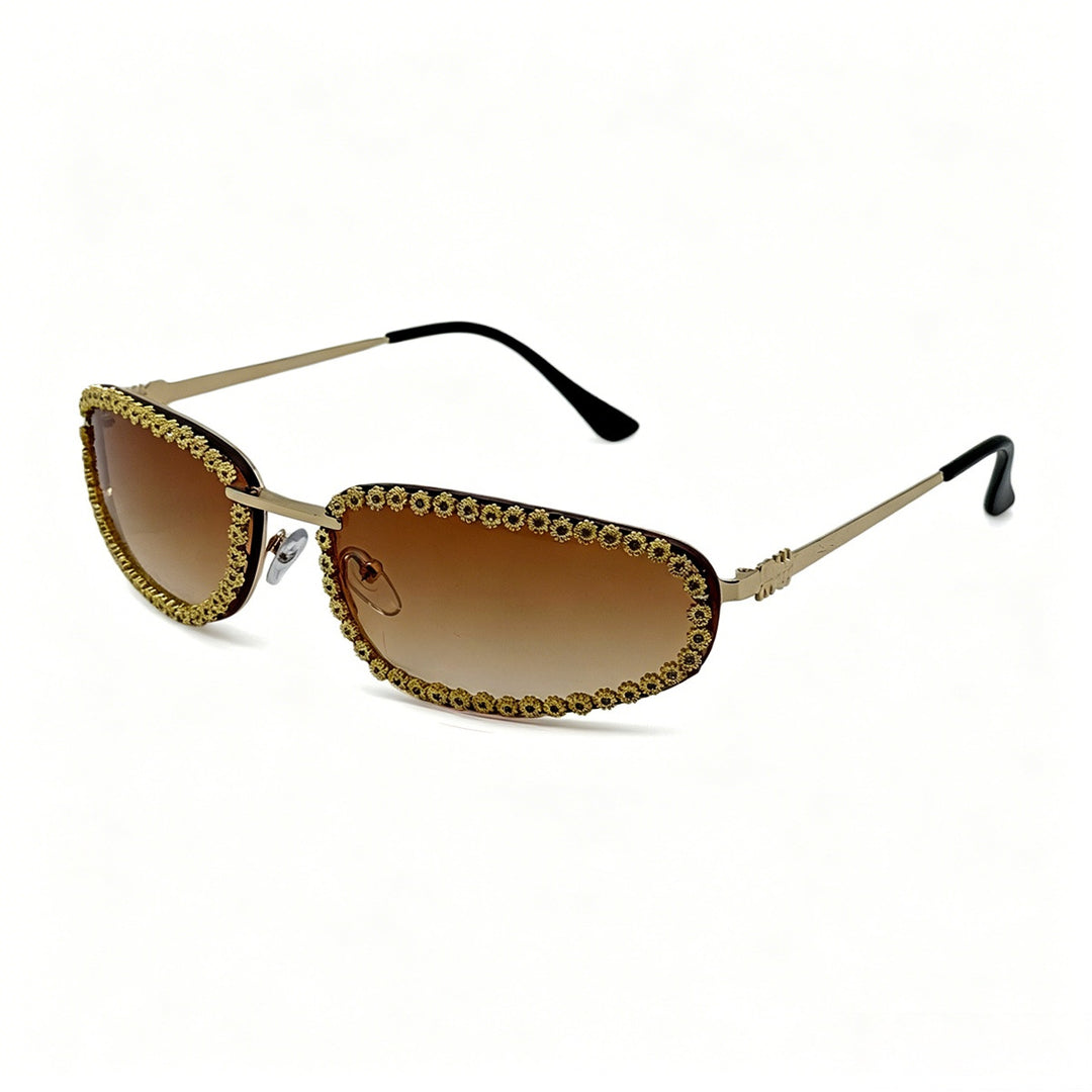 Damen modische Sonnenbrille mit funkelndem Strassbesatz Karnz