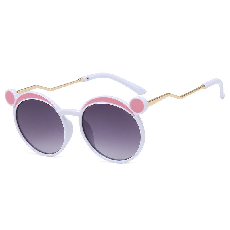 Damen Fashion-Runde Sonnenbrille mit innovativem Rahmen und farbigen Gläsern Karnz