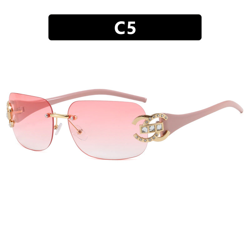 Damen modische Sonnenbrille mit luxuriösem Geometrie-Rahmen und schützendem UV-Filter Karnz
