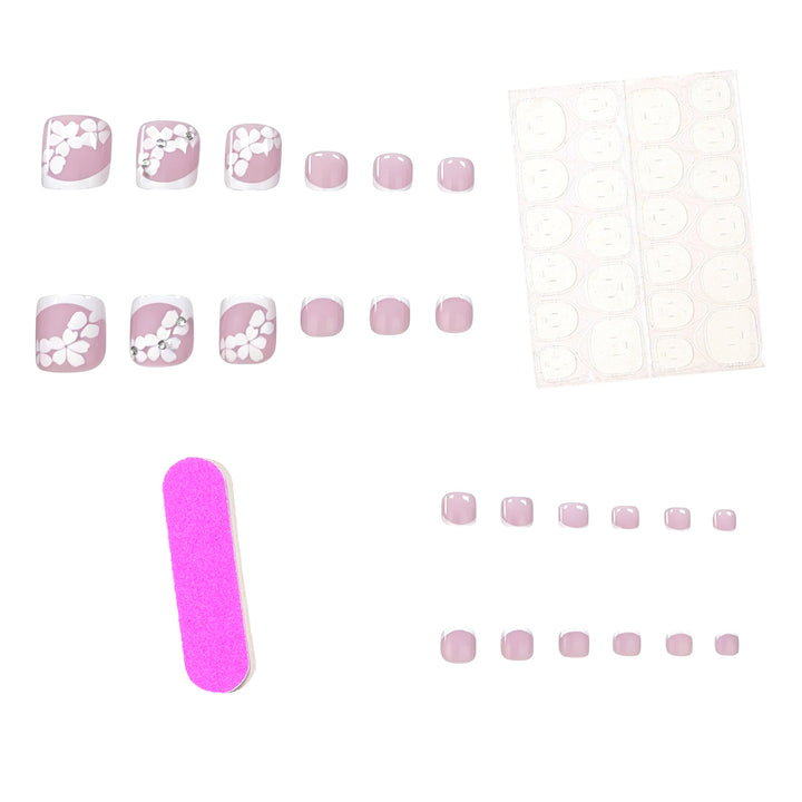 Elegante florale French Tip Pediküre Karnz