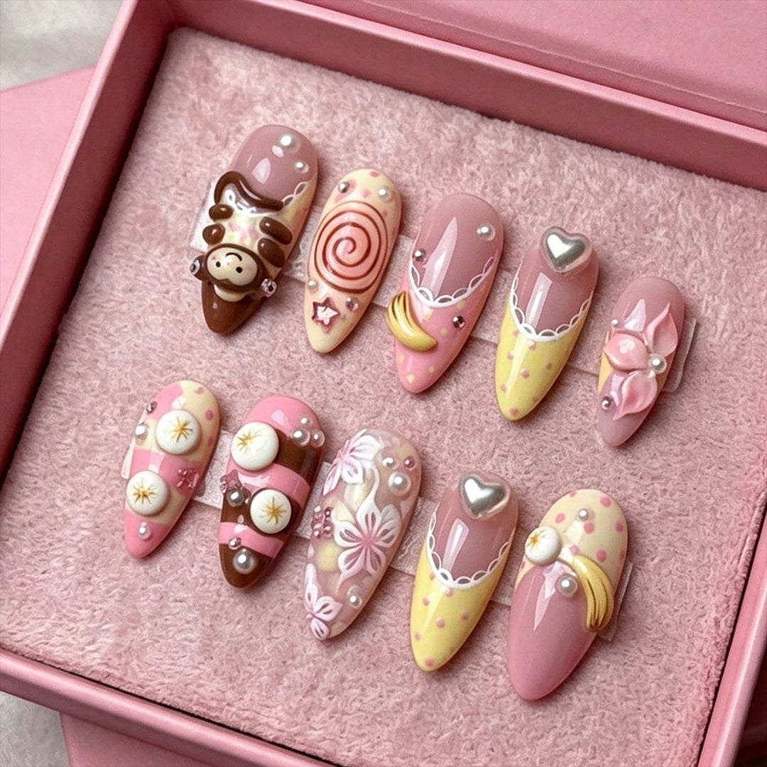 Künstlerisches, schokoladeninspiriertes Aufkleben-Nagelset Karnz