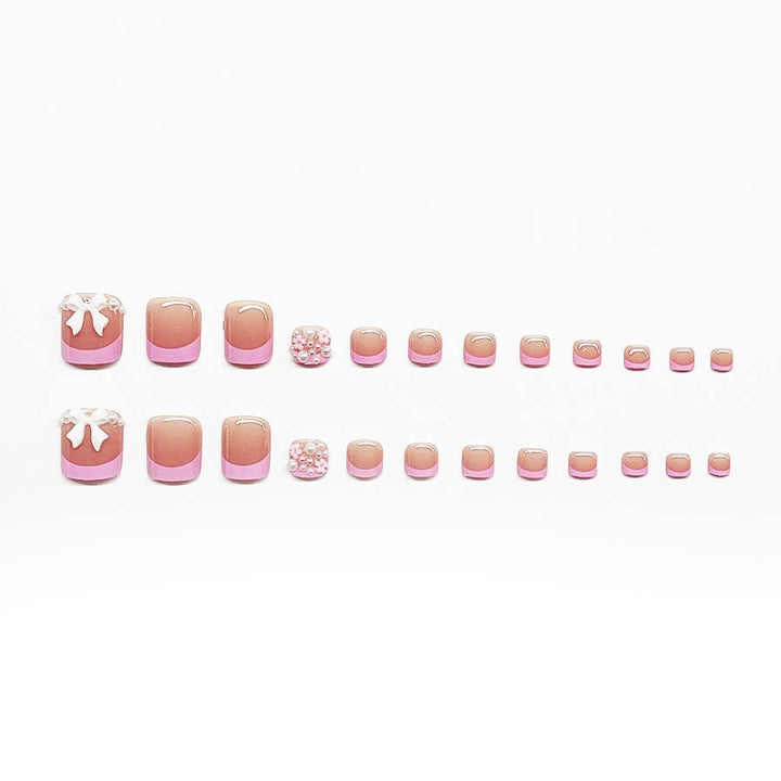 Dekorativer Press-On Nagelkunst Set mit floralen und Schleifenakzenten Karnz